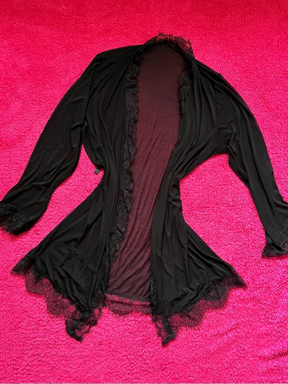 Fashion Nova Black Lace Mid Thigh Length Robe
